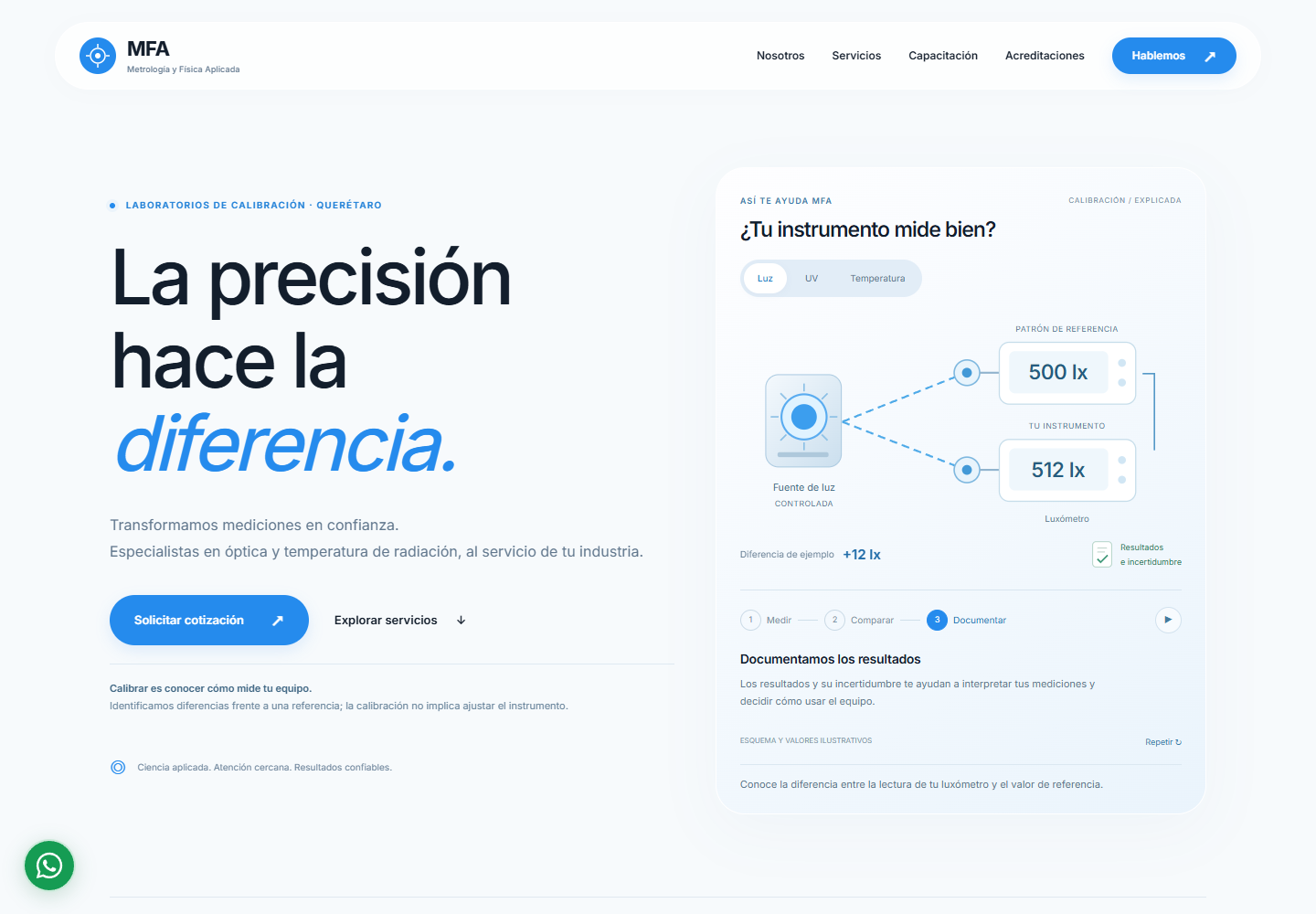 Página MFA con explicación de una calibración